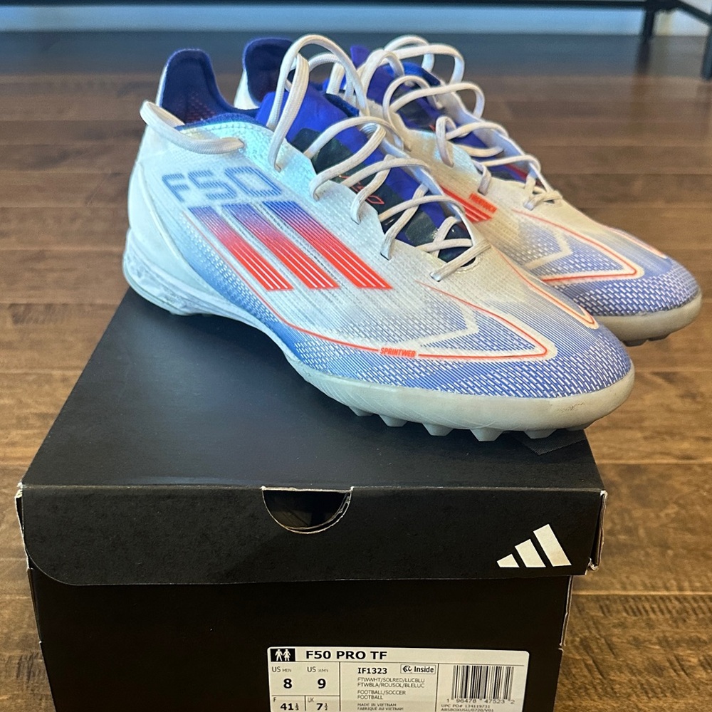 Adidas F50 Pro TF Cleats in Blue and Red